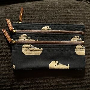 Dooney & Bourne Black/Tan Canvas Zip Pouch NWOT